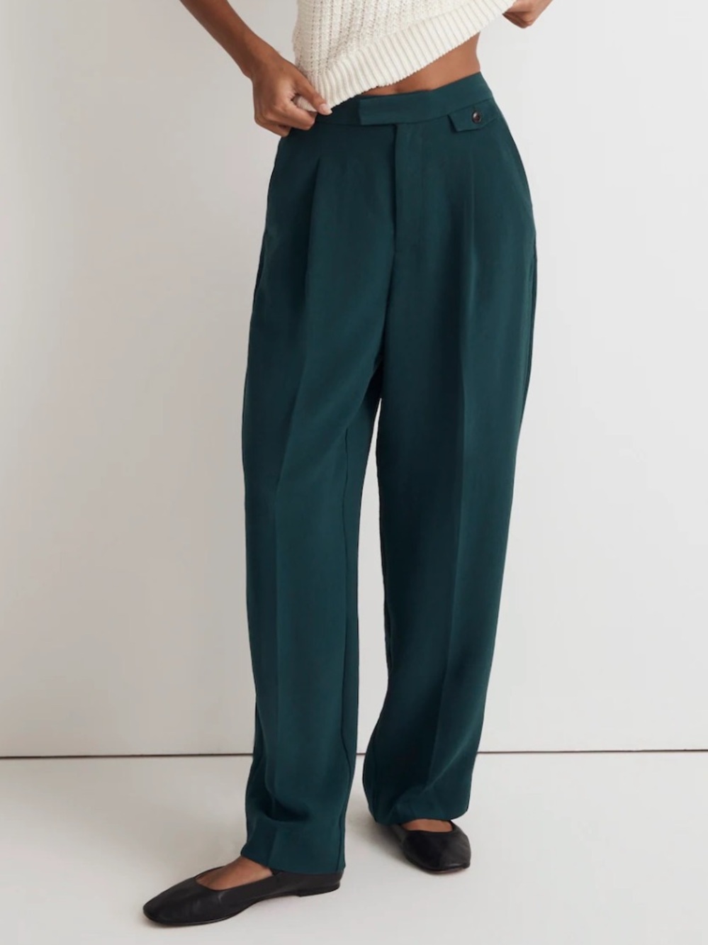 Madewell Rosedale Crepe Straight Leg Pants Trousers Size 8 Forest Green Office